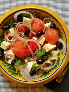 Una foto de Ensalada de sandía y feta