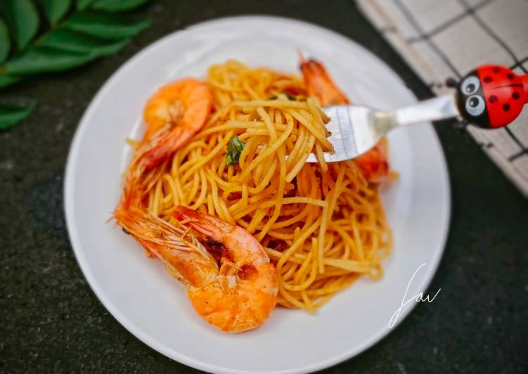Resep Spaghetti Kari Udang yang Lezat