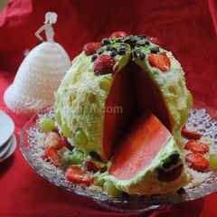 A picture of No bake watermelon cake.