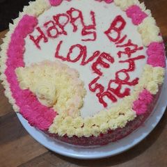 A picture of Zebra form cake with strawberry flavour.