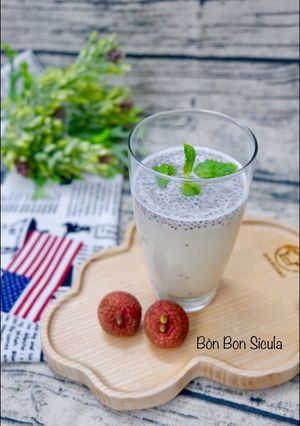 Hình của món Nước Vải Gừng Hạt Chia.
