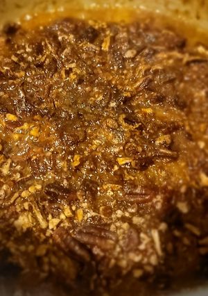 A picture of Tater & Squash Mash Sweetened & Roasted w/Pecans.