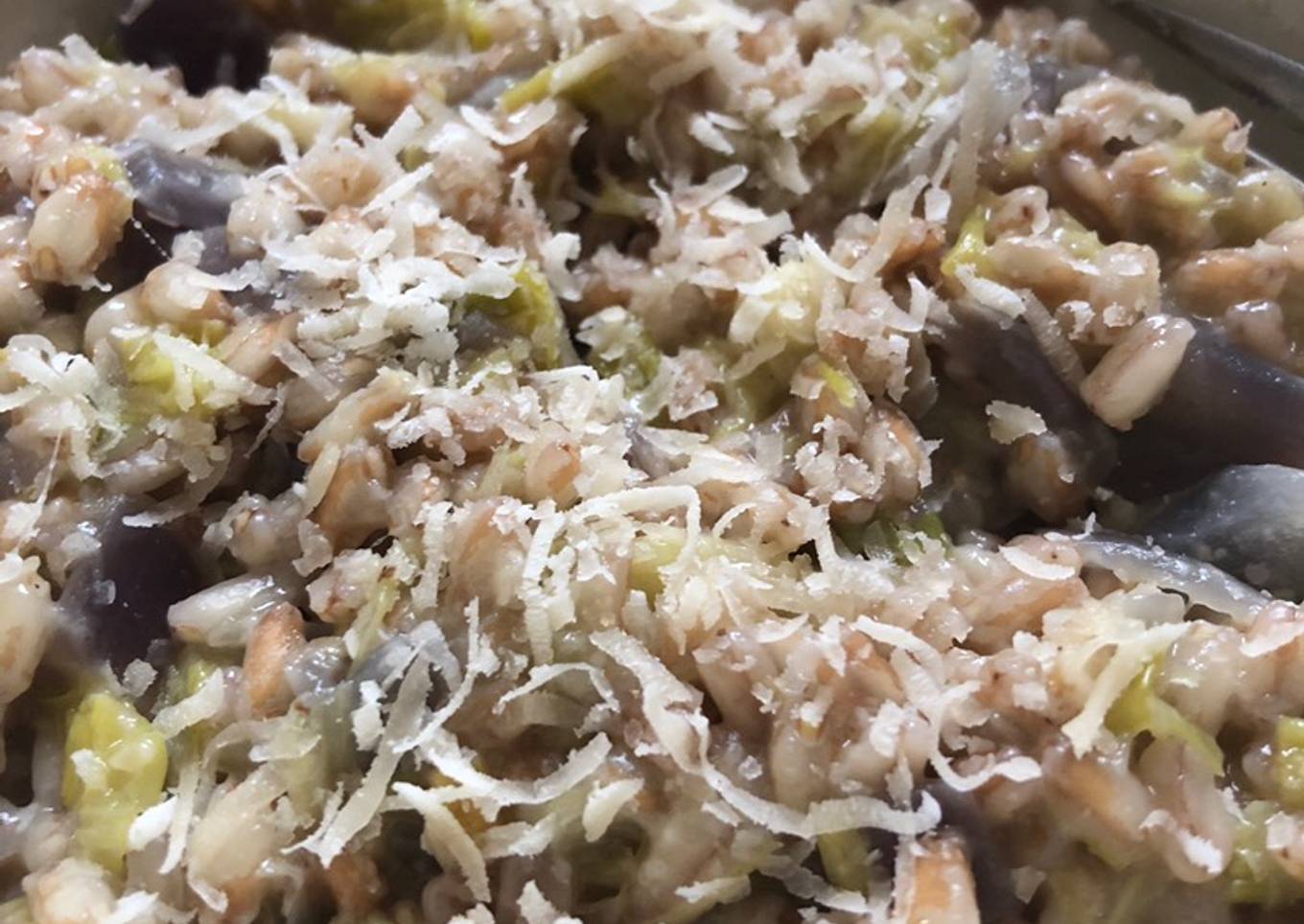 Leek spelt risotto