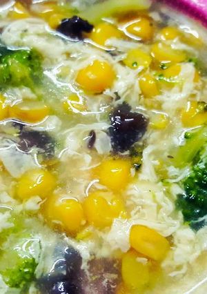 Foto resep Sup jagung telur jamur brokoli