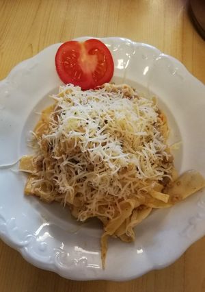 Gombás-húsos tészta recept fotója