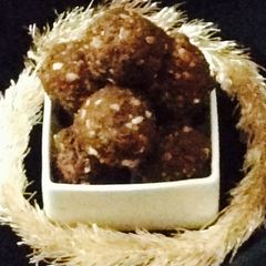 A picture of Chocolate Almond Laddoo..#Dussehra.