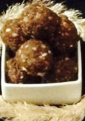 A picture of Chocolate Almond Laddoo..#Dussehra.