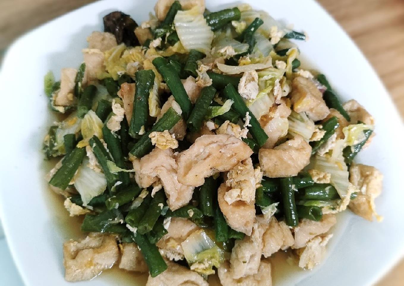Oseng Tahu,Kacang panjang mix sawi putih