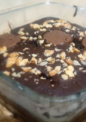 A picture of Walnut-Banana Eggless Chocolate Cake.