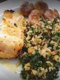 Bacalhau no forno com Migas de Broa e Batatas