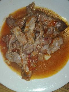 Una foto de Mollejas de pollo en caldereta