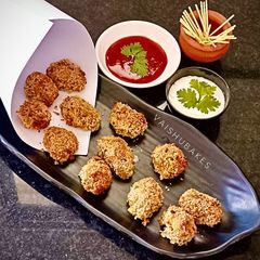 A picture of Paneer Poha Popcorn in Airfryer: Healthy, Low Calorie Savoury Starter.