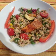 A picture of Quinoa and Salmon.