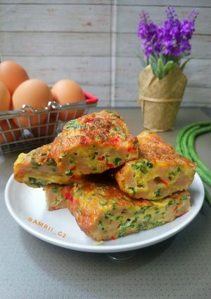 Foto resep Dadar Telur Kacang Panjang Dan Sosis