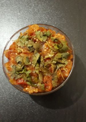A picture of Baingan (brinjal) bhartha.