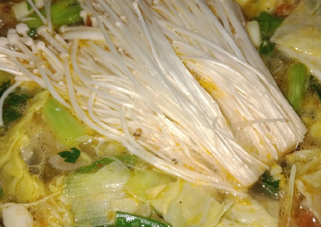Sayur sop ayam + jamur enokitake