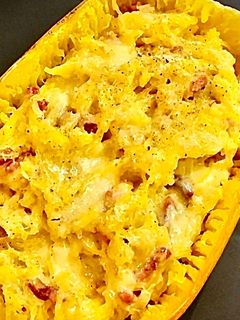 Une photo de Courge spaghetti façon carbonara allégé