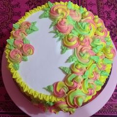 A picture of Rainbow 🌈 vanilla cake.