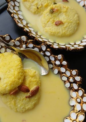 A picture of Basant special Rasmalai.