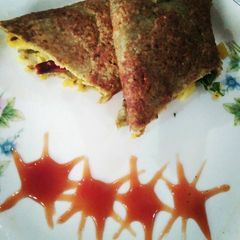 A picture of Whole moong dal &oats cheela stuffed with potato &paneer.