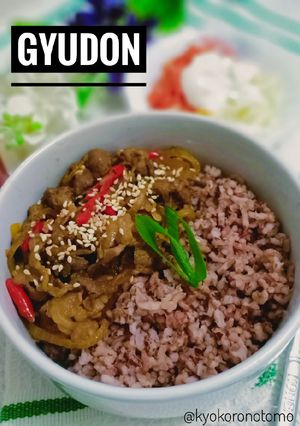 Foto resep Gyudon #beef teriyaki & nasi