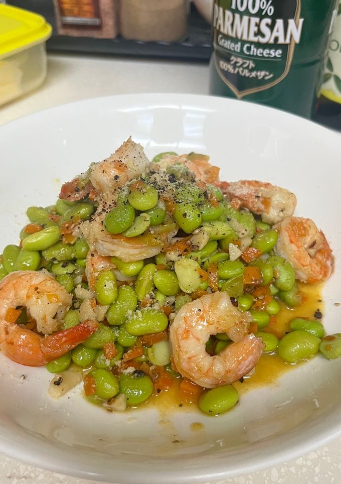 蒜香毛豆炒蝦仁 的食譜成品照片