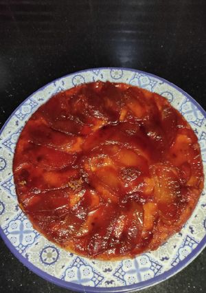 A picture of Apple Caramel Upside Down Cake 🍰🍰.
