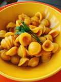 Orecchiette con crema di zucca e rana pescatrice