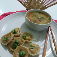 Dumplings with chicken soup A picture of Dumplings with chicken soup.