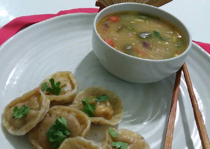 Dumplings with chicken soup