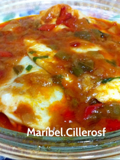Una foto de Bacalao con pisto
