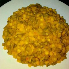 A picture of Porriage beans with sweet potatoes.
