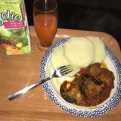 A picture of Yam and stew.