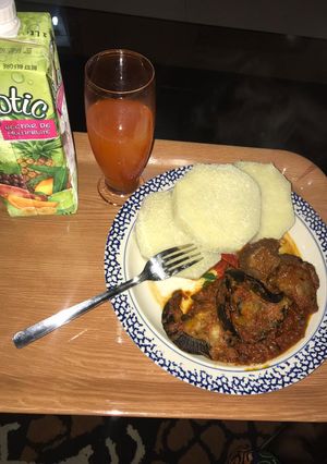 A picture of Yam and stew.