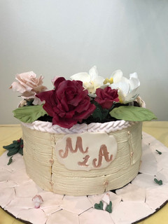 عکسی از دستور کیک فوندانت جعبه گل شکری