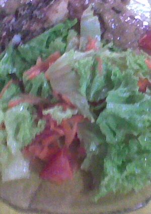 Una foto de Pollo con salsa y semillas