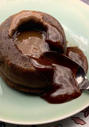 Une photo de Coulant chocolat cœur praliné