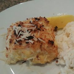 A picture of Parmesan crusted COD.