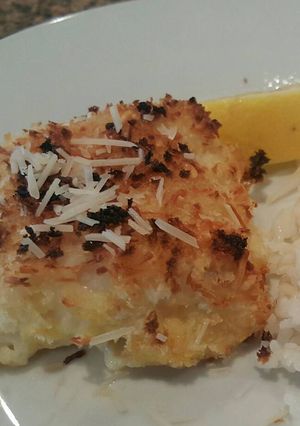 A picture of Parmesan crusted COD.