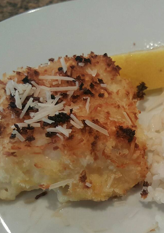 A picture of Parmesan crusted COD.