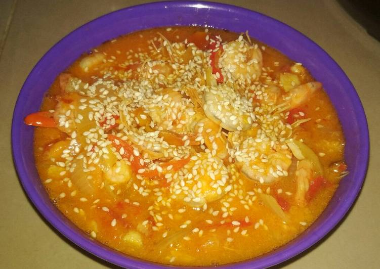 Langkah Mudah untuk Menyiapkan Udang asam manis pedas ala kadarnya 😁, Enak Banget