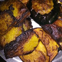 Fried brinjal and pumpkin A picture of Fried brinjal and pumpkin.