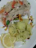 Pescado al horno con papas al natural