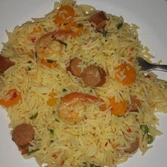 A picture of Shrimp and sausage rice.