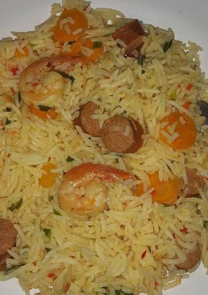 A picture of Shrimp and sausage rice.