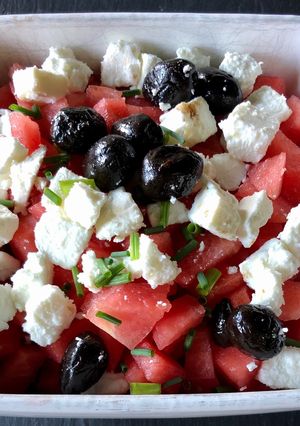 Une photo de Salade de pastèque à la Feta