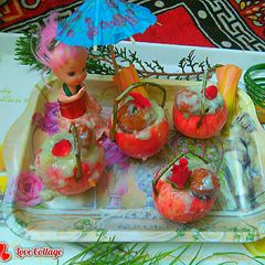 A picture of Gulgule rabadi with apple basket.