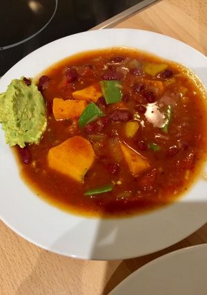 Una foto de Chili vegano