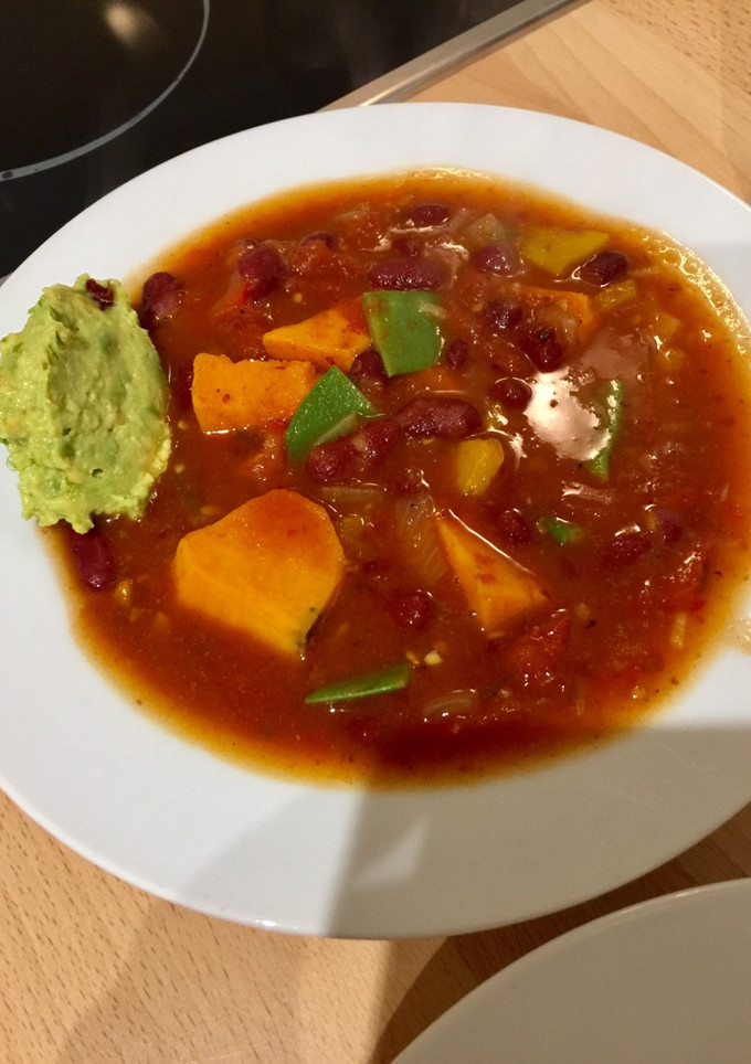 Una foto de Chili vegano