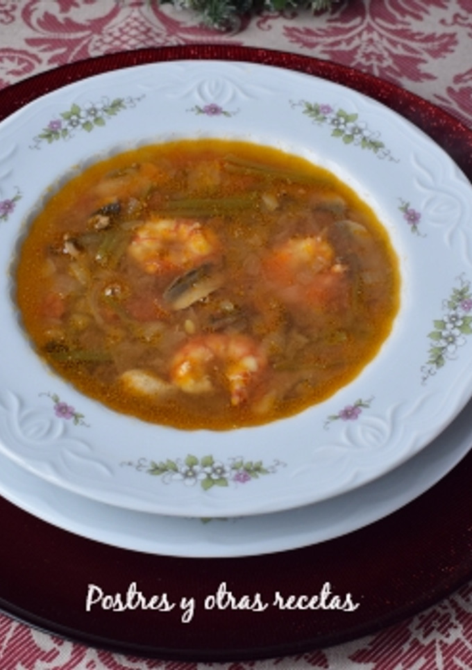 Una foto de Sopa de gambas